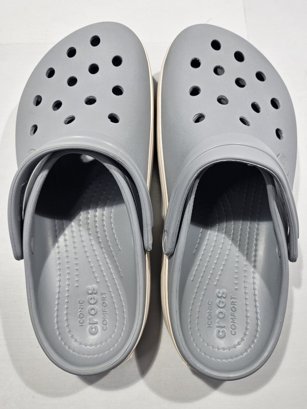 CROCS CROCBAND PLATFORM CLOG UNISEX SANDALS J/M6 & W8 LIGHT GREY - Picture 7 of 13